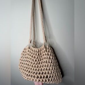 Vintage Y2K Crocheted Open Beach Bag